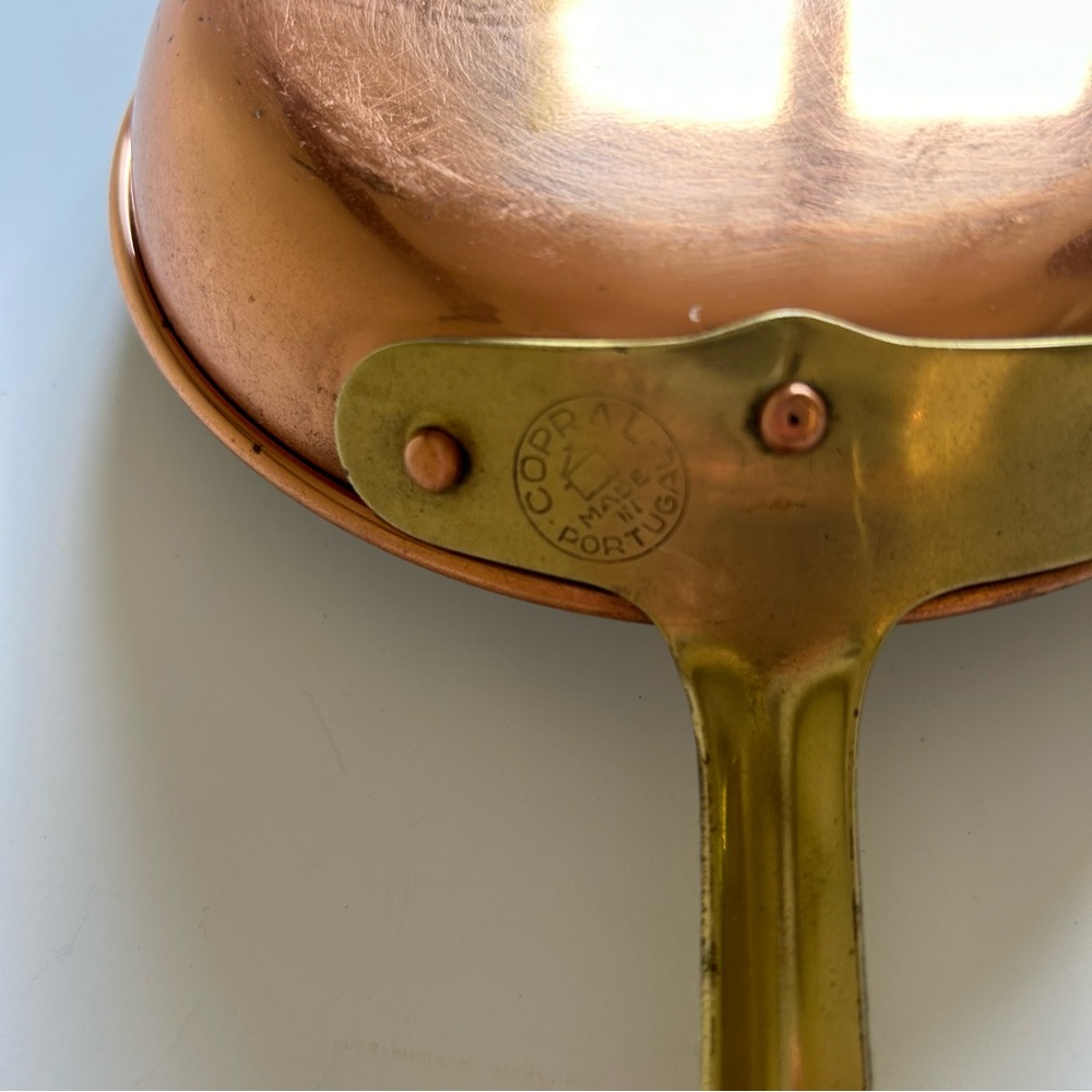 Copper Frying Pan with Brass Handle